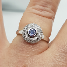 Load image into Gallery viewer, Sterling Silver Sapphire and White CZ Dress Ring

