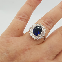 Load image into Gallery viewer, Sterling Silver Blue and White CZ Ring
