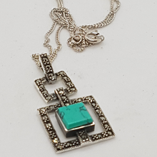 Load image into Gallery viewer, Sterling Silver Turquoise and Marcasite Pendant
