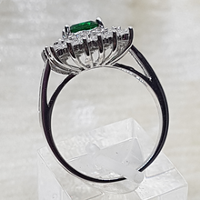 Load image into Gallery viewer, Sterling Silver White and Green CZ Dress Ring
