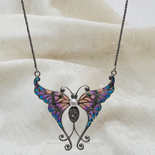 Load image into Gallery viewer, Sterling Silver Pique-a-Jour Marcasite and Pearl Butterfly Pendant
