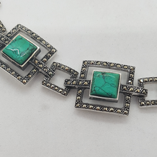 Load image into Gallery viewer, Sterling Silver Turquoise and Marcasite Bracelet

