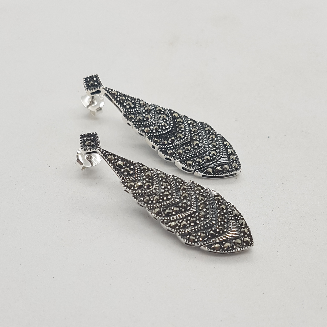 Sterling Silver Marcasite Drop Earrings