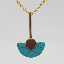 Load image into Gallery viewer, Sterling Silver Gold Plated Turquoise Pendant
