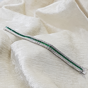 Sterling Silver Emerald and White CZ Bracelet