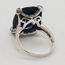 Load image into Gallery viewer, Sterling Silver Marcasite and Blue Stone Ring
