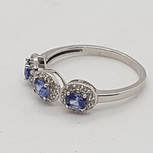 Load image into Gallery viewer, Sterling Silver Tanzanite and White CZ Ring
