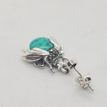 Load image into Gallery viewer, Sterling Silver Turquoise and Marcasite Bee Earrings
