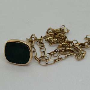 Antique 9ct Gold Fish Fob Pendant and Chain