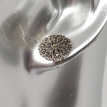 Load image into Gallery viewer, Sterling Silver Flower Marcasite Stud Earrings
