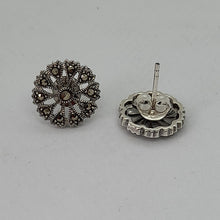 Load image into Gallery viewer, Sterling Silver Flower Marcasite Stud Earrings
