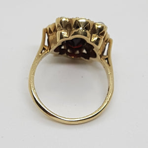 Vintage 9ct Gold Garnet Pearl Ring