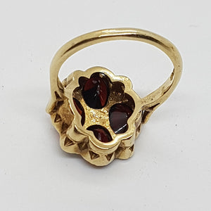 Vintage 9ct Gold Garnet Pearl Ring