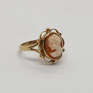 Vintage 9ct Gold Shell Cameo Ring