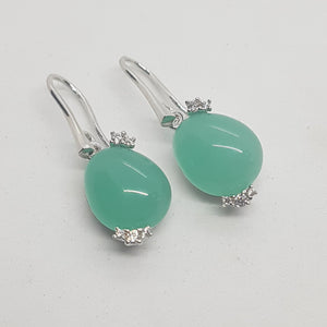 Sterling Silver Green Crystal CZ drop Earrings