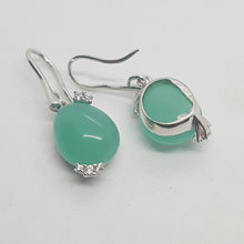 Load image into Gallery viewer, Sterling Silver Green Crystal CZ drop Earrings
