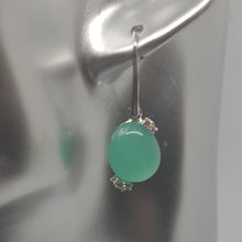 Load image into Gallery viewer, Sterling Silver Green Crystal CZ drop Earrings
