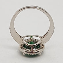 Load image into Gallery viewer, Sterling Silver Green and White CZ Dress Ring
