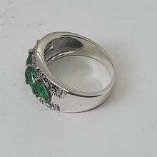 Load image into Gallery viewer, Sterling Silver Green Stone Marcasite Ring
