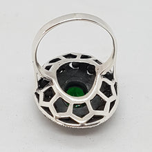 Load image into Gallery viewer, Sterling Silver Green Stone and Marcasite Dress Ring
