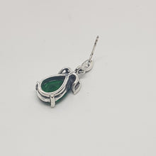 Load image into Gallery viewer, Sterling Silver Green Stone Marcasite Drop Earrings
