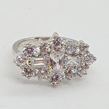 Load image into Gallery viewer, Sterling Silver CZ Cluster Boat Ring
