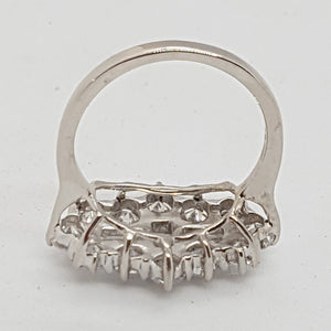 Sterling Silver CZ Cluster Boat Ring