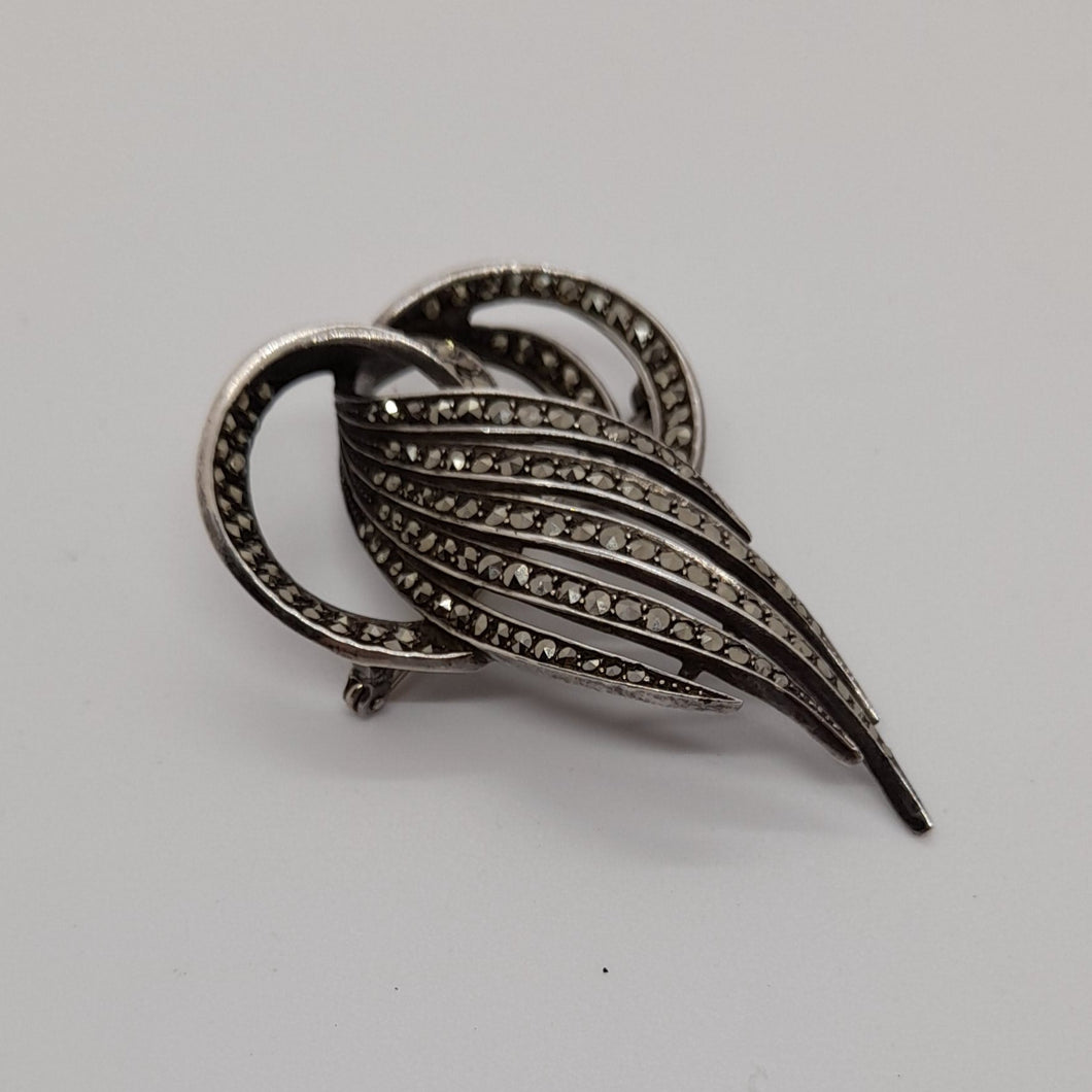 Antique Sterling Silver Marcasite Brooch