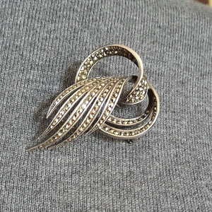 Antique Sterling Silver Marcasite Brooch