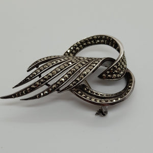 Antique Sterling Silver Marcasite Brooch