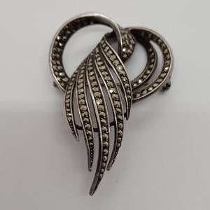 Antique Sterling Silver Marcasite Brooch