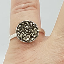 Load image into Gallery viewer, Sterling Silver Marcasite Circle Ring

