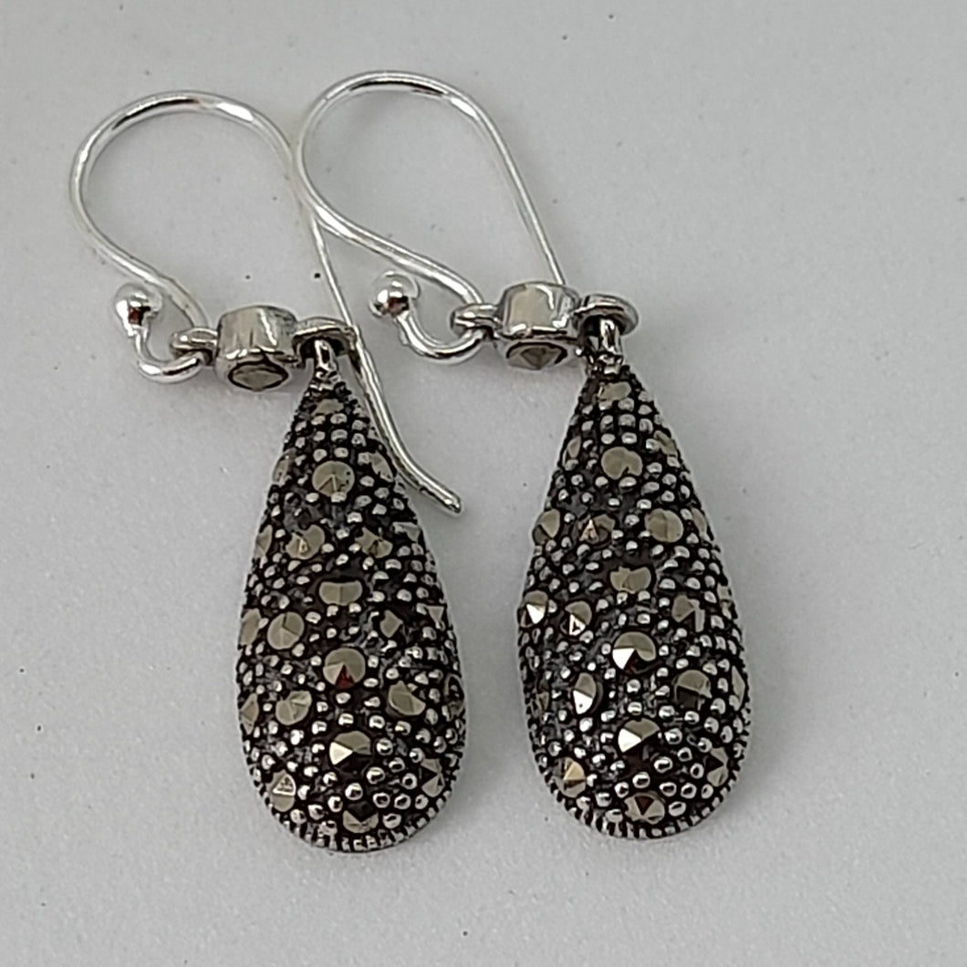 Sterling Silver Marcasite Drop Earrings