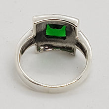 Load image into Gallery viewer, Sterling Silver Green Stone and Marcasite Ring
