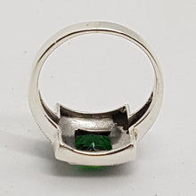 Load image into Gallery viewer, Sterling Silver Green Stone and Marcasite Ring
