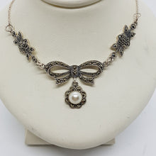Load image into Gallery viewer, Sterling Silver Marcasite Pearl Necklace
