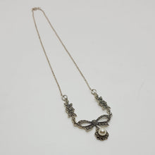 Load image into Gallery viewer, Sterling Silver Marcasite Pearl Necklace
