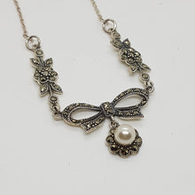 Load image into Gallery viewer, Sterling Silver Marcasite Pearl Necklace
