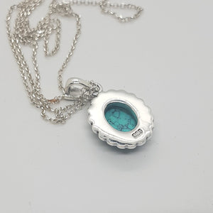 Sterling Silver Turquoise Marcasite Pendant