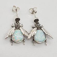 Load image into Gallery viewer, Sterling Silver Opal Marcasite Bee Earrings
