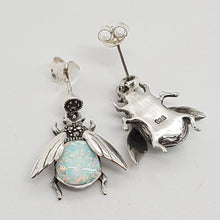 Load image into Gallery viewer, Sterling Silver Opal Marcasite Bee Earrings
