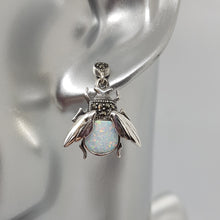 Load image into Gallery viewer, Sterling Silver Opal Marcasite Bee Earrings
