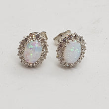 Load image into Gallery viewer, Sterling Silver Opal CZ Stud Earrings
