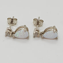 Load image into Gallery viewer, Sterling Silver Opal and CZ Earrings
