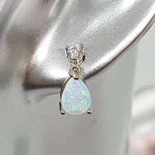 Load image into Gallery viewer, Sterling Silver Opal and CZ Earrings
