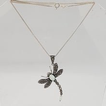 Load image into Gallery viewer, Sterling Silver Marcasite and Opal Dragonfly Pendants
