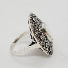 Load image into Gallery viewer, Sterling Silver Opal and Marcasite Dress Ring
