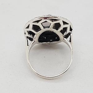 Sterling Silver Opal and Marcasite Dress Ring