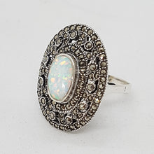 Load image into Gallery viewer, Sterling Silver Opal and Marcasite Dress Ring
