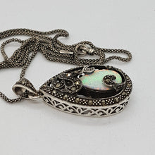 Load image into Gallery viewer, Sterling Silver Opal and Marcasite Pendant
